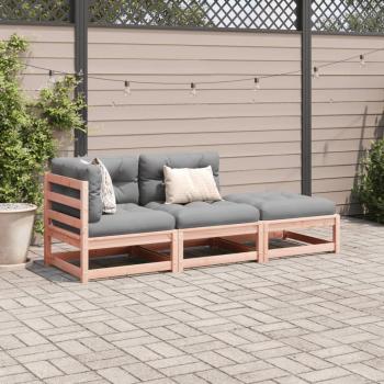 3-tlg. Garten-Sofagarnitur mit Kissen Massivholz Douglasie