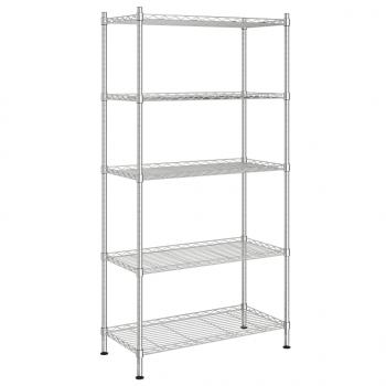 Lagerregal mit 5 Böden 90x35x180 cm Chrom 250 kg