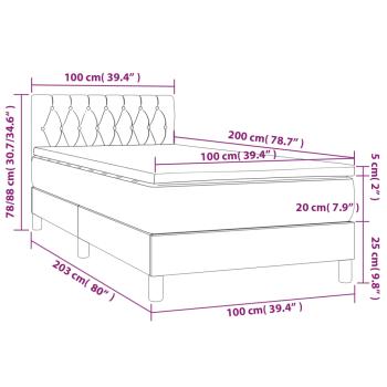 Boxspringbett mit Matratze & LED Blau 100x200 cm Stoff