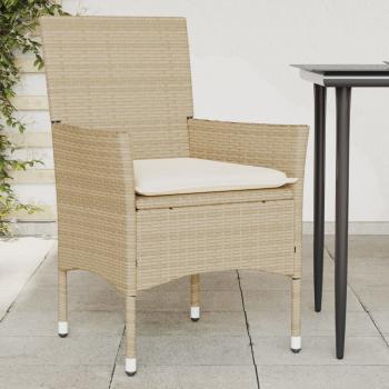ARDEBO.de - Gartenstühle mit Kissen 2 Stk. Beige Poly Rattan