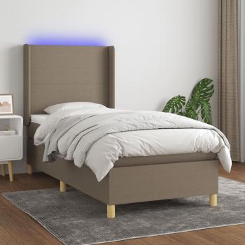 ARDEBO.de - Boxspringbett mit Matratze & LED Taupe 80x200 cm Stoff