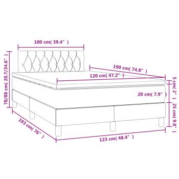 Boxspringbett mit Matratze & LED Dunkelbraun 120x190 cm Stoff
