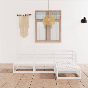 ARDEBO.de - 4-tlg. Garten-Lounge-Set Weiß Massivholz Kiefer