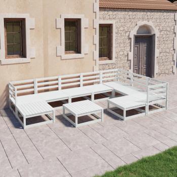 ARDEBO.de - 10-tlg. Garten-Lounge-Set Weiß Kiefer Massivholz