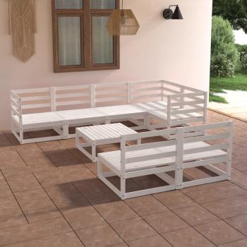 ARDEBO.de - 8-tlg. Garten-Lounge-Set Weiß Massivholz Kiefer