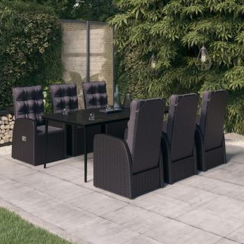 ARDEBO.de - 7-tlg. Garten-Essgruppe mit Kissen Schwarz