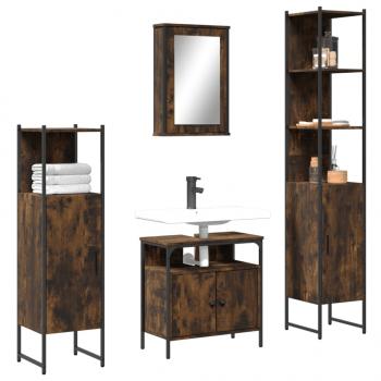 ARDEBO.de - 4-tlg. Badmöbel-Set Räuchereiche Holzwerkstoff