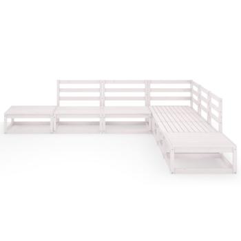 7-tlg. Garten-Lounge-Set Weiß Massivholz Kiefer