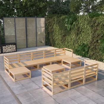 ARDEBO.de - 11-tlg. Garten-Lounge-Set Massivholz Kiefer
