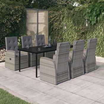 ARDEBO.de - 7-tlg. Garten-Essgruppe mit Auflagen Grau