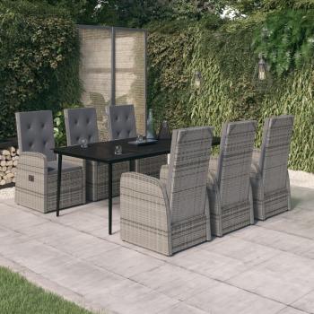 ARDEBO.de - 7-tlg. Garten-Essgruppe mit Auflagen Grau
