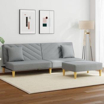 ARDEBO.de - Schlafsofa 2-Sitzer mit Kissen und Fußhocker Hellgrau Stoff