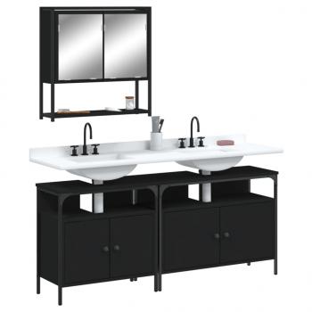 ARDEBO.de - 3-tlg. Badmöbel-Set Schwarz Holzwerkstoff