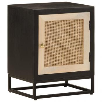 ARDEBO.de - Nachttisch Schwarz 40x30x50 cm Massivholz Mango und Eisen
