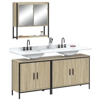 ARDEBO.de - 3-tlg. Badmöbel-Set Sonoma-Eiche Holzwerkstoff