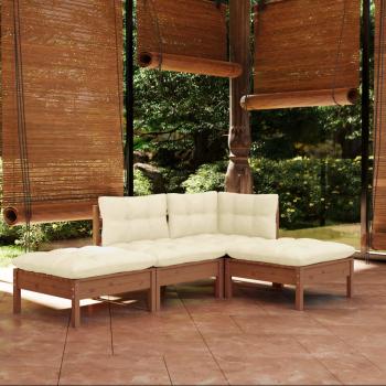 ARDEBO.de - 4-tlg. Garten-Lounge-Set mit Kissen Kiefer Massivholz