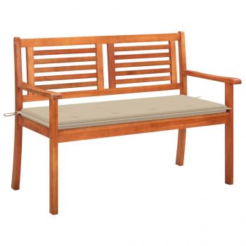 ARDEBO.de - 2-Sitzer-Gartenbank mit Auflage 120 cm Massivholz Eukalyptus