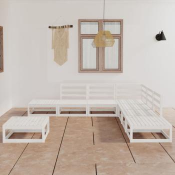 ARDEBO.de - 8-tlg. Garten-Lounge-Set Weiß Massivholz Kiefer