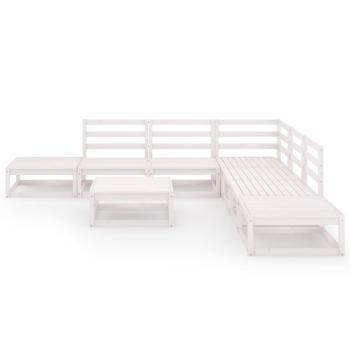8-tlg. Garten-Lounge-Set Weiß Massivholz Kiefer