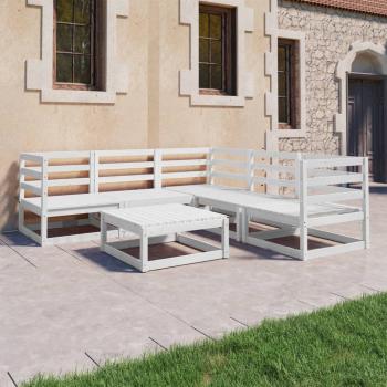 ARDEBO.de - 6-tlg. Garten-Lounge-Set Weiß Kiefer Massivholz