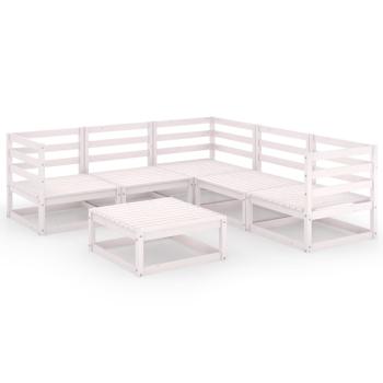 6-tlg. Garten-Lounge-Set Weiß Kiefer Massivholz