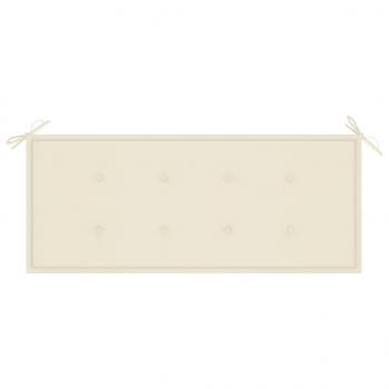 Batavia-Gartenbank mit Cremeweißem Kissen 120cm Teak Massivholz