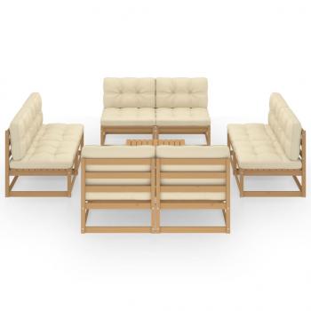 9-tlg. Garten-Lounge-Set mit Kissen Kiefer Massivholz