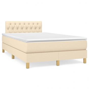ARDEBO.de - Boxspringbett mit Matratze & LED Creme 120x190 cm Stoff