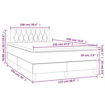 Boxspringbett mit Matratze & LED Creme 120x190 cm Stoff