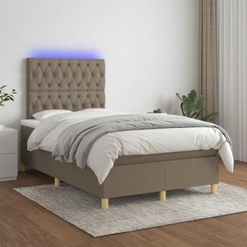 ARDEBO.de - Boxspringbett mit Matratze & LED Taupe 120x190 cm Stoff