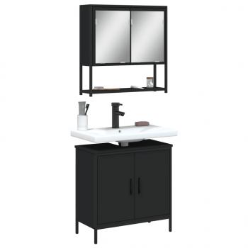 ARDEBO.de - 2-tlg. Badmöbel-Set Schwarz Holzwerkstoff