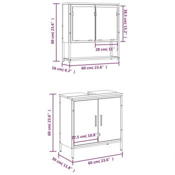 2-tlg. Badmöbel-Set Räuchereiche Holzwerkstoff