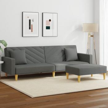 ARDEBO.de - Schlafsofa 2-Sitzer mit Kissen und Fußhocker Dunkelgrau Stoff