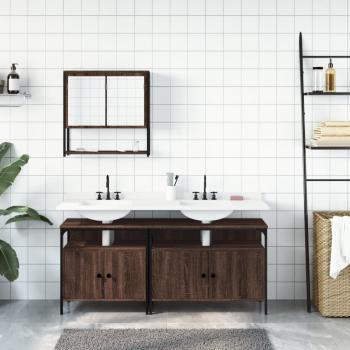 3-tlg. Badmöbel-Set Braun Eichen-Optik Holzwerkstoff