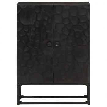 Sideboard Schwarz 55x30x76 cm Massivholz Mango und Eisen