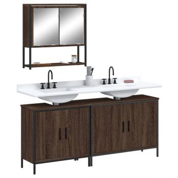 ARDEBO.de - 3-tlg. Badmöbel-Set Braun Eichen-Optik Holzwerkstoff