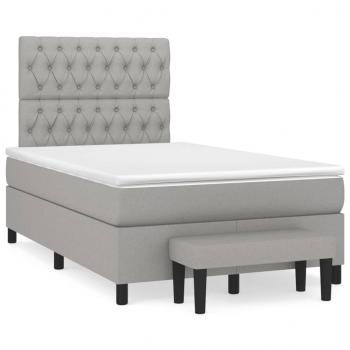 ARDEBO.de - Boxspringbett mit Matratze Hellgrau 120x190 cm Stoff
