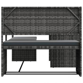 Gartensofa in L-Form mit Tisch und Kissen Grau Poly Rattan