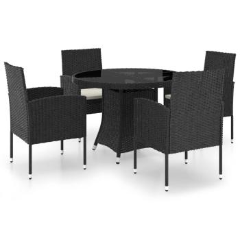 5-tlg. Garten-Essgruppe Poly Rattan Schwarz