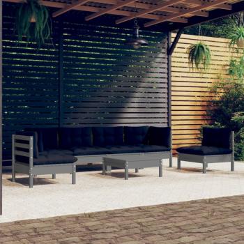 ARDEBO.de - 7-tlg. Garten-Lounge-Set mit Kissen Kiefer Massivholz