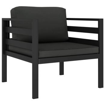 3-tlg. Garten-Lounge-Set mit Kissen Aluminium Anthrazit