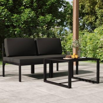 ARDEBO.de - 3-tlg. Garten-Lounge-Set mit Kissen Aluminium Anthrazit
