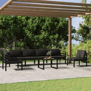 ARDEBO.de - 7-tlg. Garten-Lounge-Set mit Kissen Aluminium Anthrazit