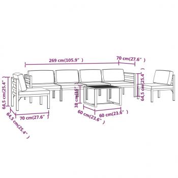 7-tlg. Garten-Lounge-Set mit Kissen Aluminium Anthrazit