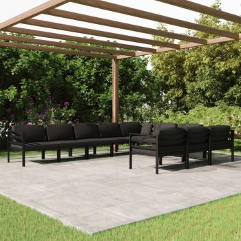 ARDEBO.de - 10-tlg. Garten-Lounge-Set mit Kissen Aluminium Anthrazit