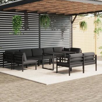 ARDEBO.de - 10-tlg. Garten-Lounge-Set mit Kissen Aluminium Anthrazit