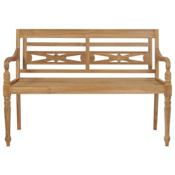 Batavia-Gartenbank mit Grünem Kissen 120 cm Teak Massivholz