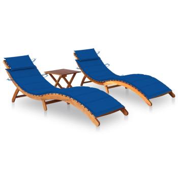 ARDEBO.de - Sonnenliegen 2 Stk. mit Tisch und Auflagen Massivholz Akazie