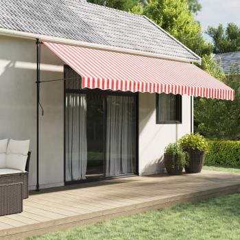ARDEBO.de - Markisenbespannung Rot und Weiß Gestreift 4,5x3,5 m