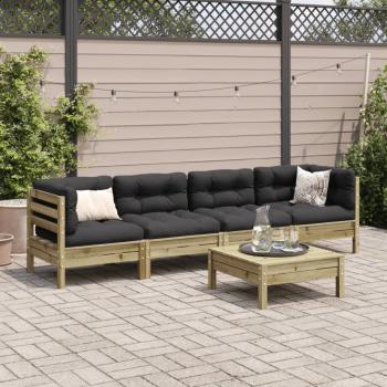 5-tlg. Garten-Sofagarnitur mit Kissen Kiefernholz Imprägniert